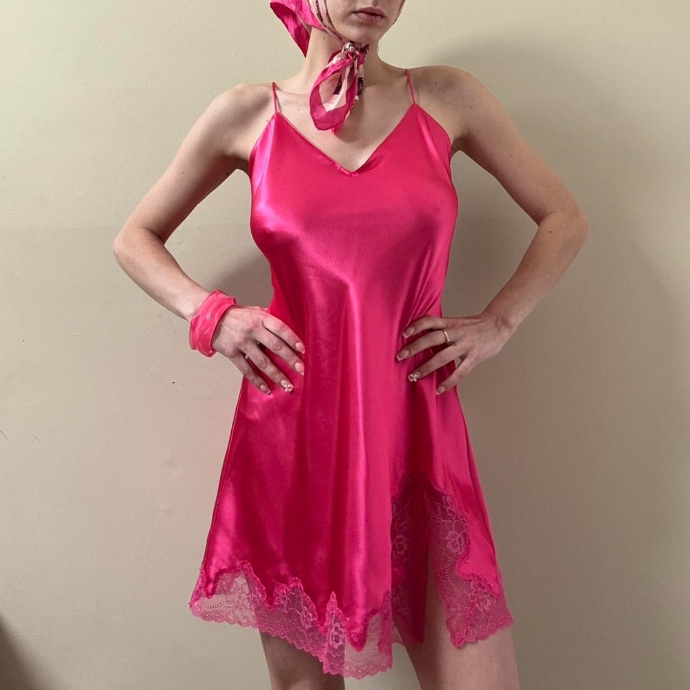 Hot pink slip dress